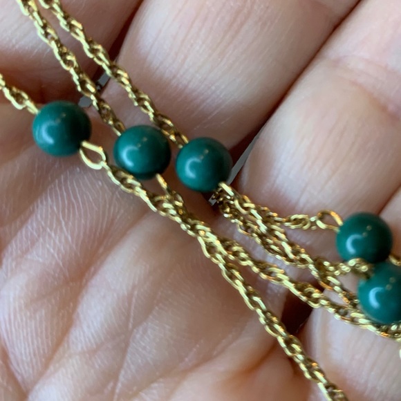 HP🎉Vintage18k Solid Gold Rope & Jade Necklace - Picture 6 of 7